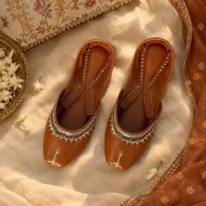 DesiWear Hand-Embellished Leather Bridal Khussa